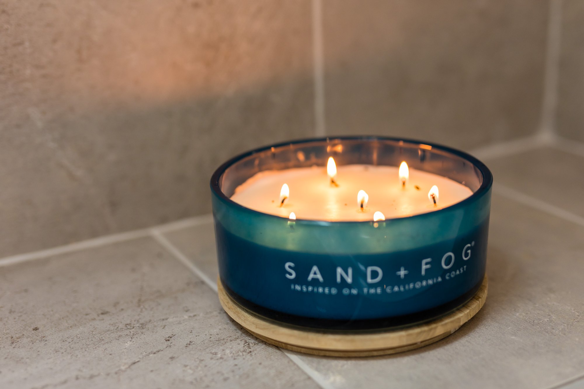 Luxury candle in bathroom